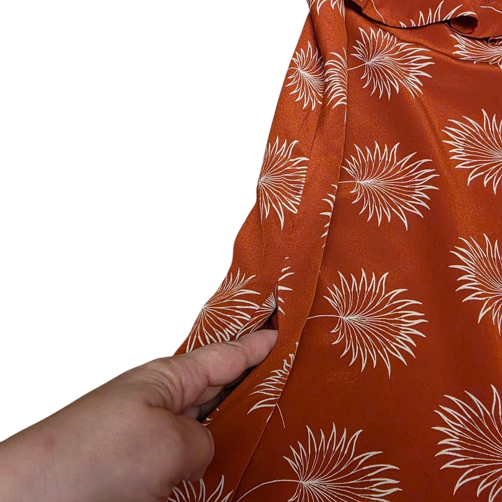 Madewell Burnt Orange Off-Shoulder Ruffled Sleeve Mini Silk Sundress Size S NWT - Picture 10 of 12